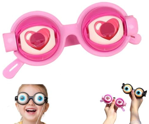Blinkande glasögon, Kinetic Crazy Eyes-glasögon, barn pull-string blinkande galet glas, roliga upp och ner glasögon vuxna (rosa)