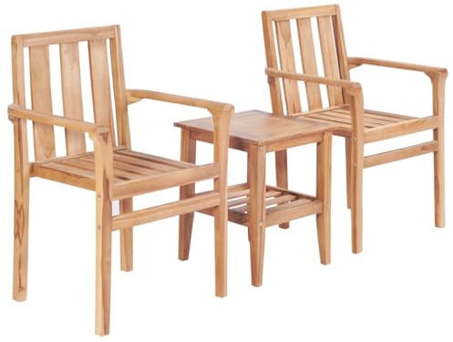 Generico Set da Bistrò 3 pz in Legno Massello di Teak,Mobili,Mobili da Giardino,Set da giardino-44736