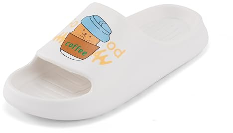 CLEIKS Mules Homme Femme EVA 3.5cm Sandales Plates Antidérapantes avec Motif Café Chaussures de Douche Maison WES250389FR