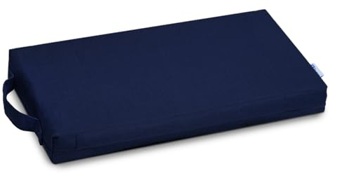 Yogan Yoga Head Cushion/Headpad (1.5) for Yoga/Pilates | Organic Cotton Outer Cover (Removable & Washable) | Wide Handle | Inner Cover with Recycled Fiber Filling | 40x20x4 cm (Navy Blue)
