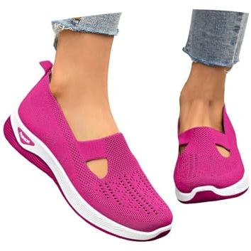 Zapatillas Ortopédicas para Mujer Malla Transpirables Zapatos sin Cordones Ligeros Antideslizantes Ortopedicos Zapatillas Casual Comodos Color Liso Zapatos para Caminar
