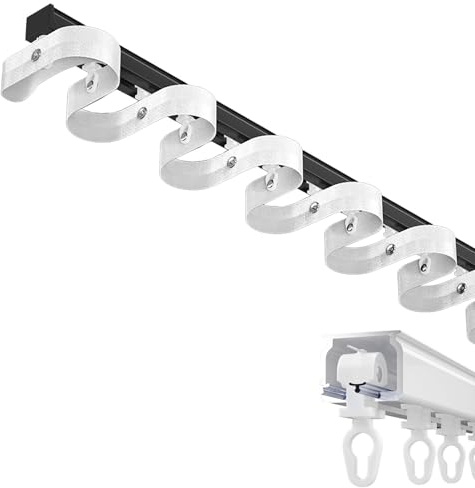 Justerbar 1–6 m kraftig vattenvåg glidskenesystem – vägg/takmontering med tejpuppsättning – svart serpentinrutschkana (5,5 m/18 fot) för barn utomhus kul