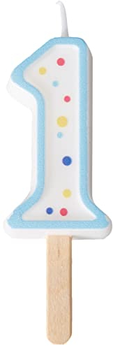 PME Blaue Kerze Nummer 1, klein, 4,3 cm, Blau