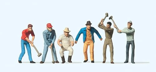 Preiser 14075 Worker 6 Figures Track H0 1/87