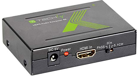 Techly 025732 Estrattore Audio HDMI SPDIF+RCA R/L 4K Nero