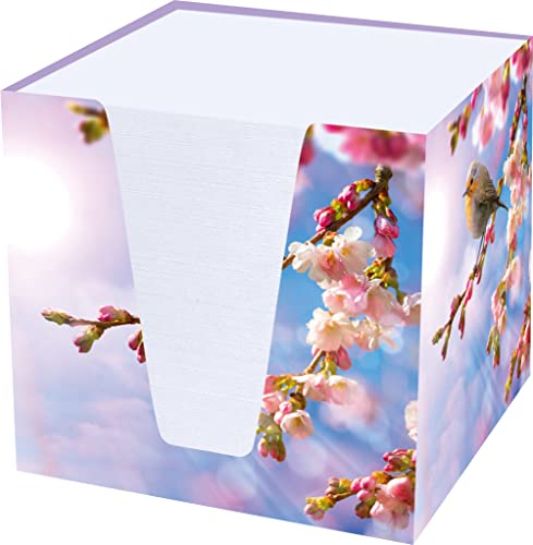 RNKVERLAG 46736 - Notizklotz Rotkehlchen mit 900 Blatt, 92 x 92 x 92 mm, 1 Stück