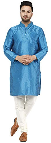 SKAVIJ Kurta Pyjama Festival Party Kleid (Türkis, XL)
