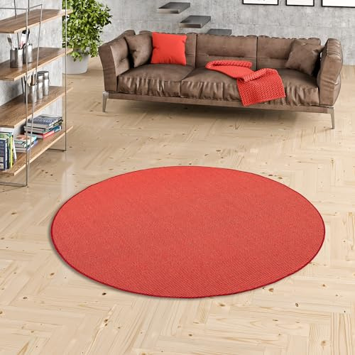 Snapstyle Sisal Natur Teppich Astra Rot Rund in 7 Größen