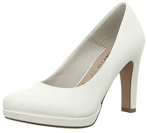 Tamaris Femme Escarpins, Cuir synthétique de qualité supérieure, Blanc White Matt 140, 41 EU