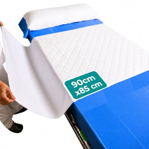 OrtoPrime Empapador Cama Super Absorbente 4,65 litros m2 + 400 Lavados - Protector Colchón 5 Capas - para Adultos Bebes y Niños - Protector Lavable con Alas - 90 x 85