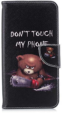 Thoankj Samsung Galaxy A51 Case Shockproof Slim PU Leather Flip Pouch Wallet Phone Silicone Cover with Magnetic Stand Card Holder Slot Protective Smartphone Cases for Samsung Galaxy A51 Chainsaw Bear