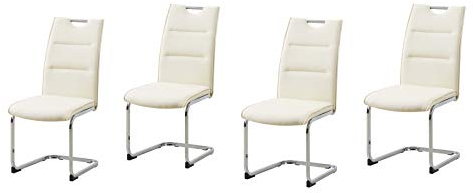 HTI-Line Schwingstuhl 4er Set PU Creme DannyC Freischwinger Esszimmerstuhl Kunstleder