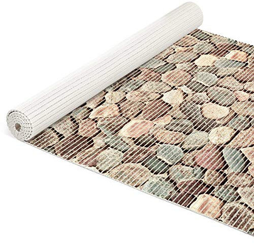 ANRO Weichschaummatte Badematte Bad Dusche WC Vorleger Teppich Antirutsch Badläufer Steine Mehrfarbig Rund 80cm
