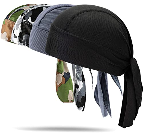 Sanlianzi Sports Bandana Cap, 4 Stück Kopftuch Herren Sommer UV Schutz Fahrrad Kopfbedeckung Atmungsaktiv Nimmt Schweiß Camouflage Auf Hat