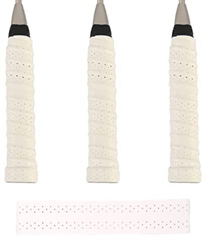 ILLUVA 3 Stück Tennisschläger Griffband Anti-Rutsch, Badminton Griffband Overgrip, Squash Ersatzschlägergriffe (Weiß)