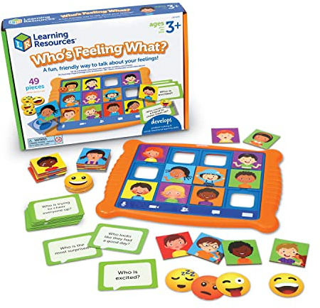 Learning Resources Who's Feeling What? Social Emotional Learning Games, Communication Games for Kids, Emotion Toys, Feeling Toys for Kids, 49 Pieces, Age 3+