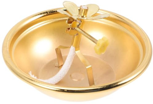 Alipis Lampada a olio buddista Vintage lampada a olio con stoppino portacandele in ottone tibetano portacandela luce posteriore illuminazione per meditazione Buddha decorazione buddista lampada Ghee