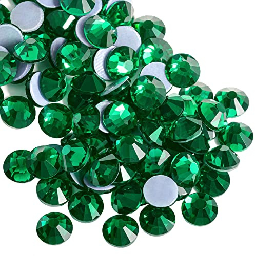 Beadsland 288 pz Strass Termoadesivi Hotfix,Retro Piatto,Pietre in Cristallo,per Fai Da Te,per Decorazione di Vestiti,Smeraldo,SS34,7.0-7.3mm