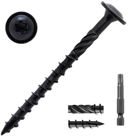 Dayalo Torx Lot de 50 vis à tête disque, 6,3 x 100 mm, noires, pour constructions en bois, panneaux d'aggloméré, vis de construction, avec double filetage hélicoïdal et embout