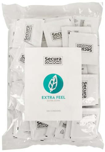 Secura Extra Feel 100er Kondome - 100 hauchzarte Präservative zur Verhütung ohne Hormone für Männer, transparent