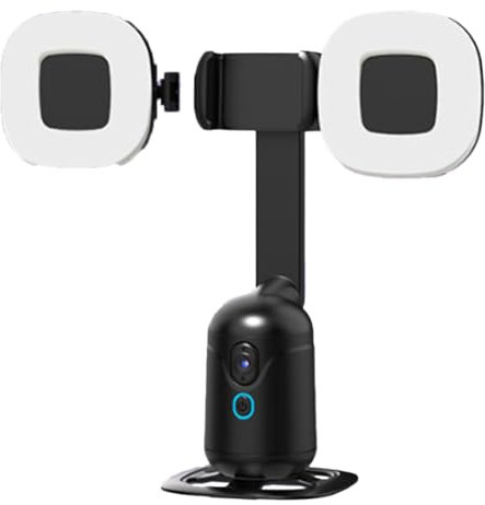 Kznifmk Gimbal AI de Bureau avec Suivi Automatique du pour Smartphone et Caméra d'action, Rotation à 360 Degrés, Mise au Point Automatique, Vlog avec Lumière.
