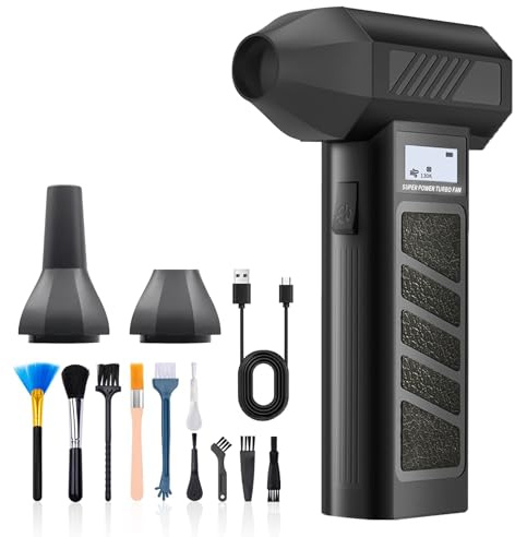 QINK ROLMIL Electric Air Duster-130000RPM Super Power Cordless Air Duster, 4-Gear Adjustable Mini Blower with Rechargeable Battery, Dust Blower for Computer, Keyboard, House, Outdoor and Car