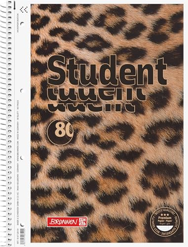Brunnen Collegeblock Premium Student Leopard | A4, linjerat 28, 80 ark, brun/svart
