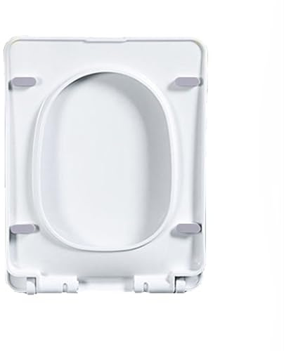 Asiento de Inodoro Cuadrado Blanco con Cierre Suave y bisagra de liberación rápida, Polipropileno, fijación Superior Sencilla, fácil de Instalar, Rectangular.