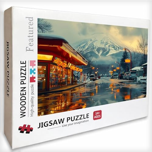 Mount Fuji Pussel 5 000 bitar vuxna, snöscen pussel i trä 156 x 105 cm, vuxna pedagogiskt spel utmaning gåta med en utsökt förpackningslåda, avkopplande spelkollektion, sovrum, 9-7039