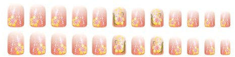 Juego de 24 uñas postizas de primavera con acabado brillante y corto, acabado brillante para mujeres, polvo brillante