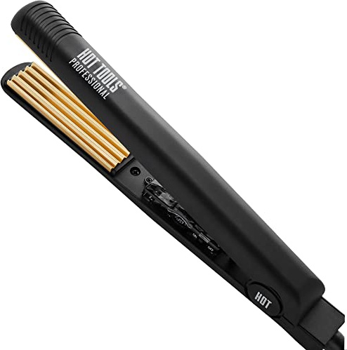 Hot Tools Pro Artist 24K Gold Crimping Iron | For Light Textured Crimps and Volume (1 in)