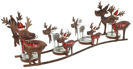 FRANK FLECHTWAREN Windlicht Rentierfamilie, 5-teilig, schöne Winterliche Deko, vielseitig einsetzbar, Niedlich