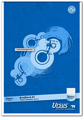 URSUS 10 x Briefblock Größe A5 kariert 50 Blatt 70g