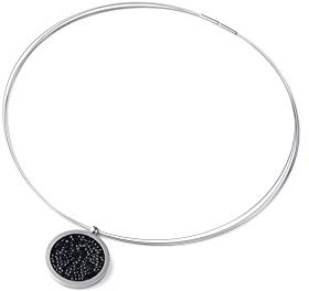 TIABELLE – Collier YOKO aus Titan mit funkelnden Swarovski® Kristallen – Silberfarbene Kette für Damen – allergenfrei & hautverträglich – Handmade in Germany (L=45cm | 30,0mm ø | Jet)