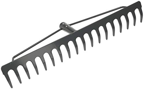 KOTARBAU® Râteau en acier robuste de 475 mm - 18 dents - Râteau à feuilles - Râteau à feuilles - Gris - Sans manche