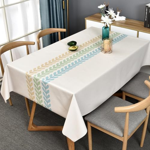 TruDelve Plastic Table Cloth Rectangle Tables Beige Vinyl Tablecloth Waterproof Wipeable Oilcloth Tablecloths for Dining Table Cover(54x72,Wheat-2)