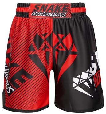 LiiYii Barn pojke boxningsshorts för boxning träning stansning sparring fitness gym MMA Muay Thai shorts boxning 3–16 år, Typ C, 9-10 ans