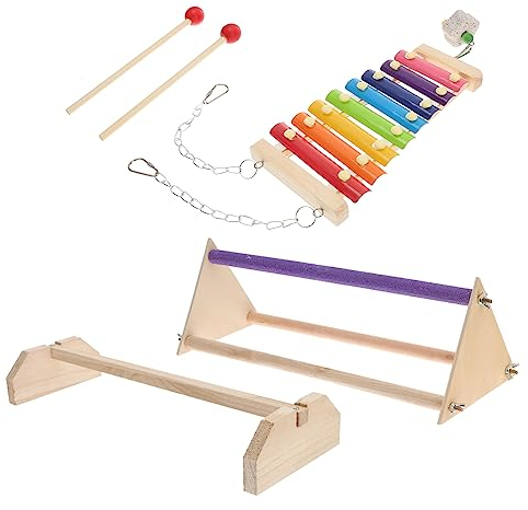 minkissy 1set Perch e Xilofono Per Multifunzionale Per Parrocchetti Galline e Domestici Esercizi Coordinazione e