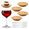 KATIMI 4 Pieces Bamboo Wine Glass Charc Erie Topper, Wine Glass Charcuterie Board Topper with Lid & 4 Stainless Steel Fruit Forks for Appetizers Desserts Home Restaurants Bars
