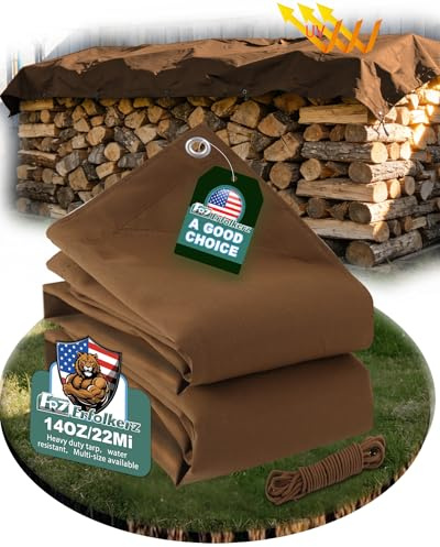 Erfolkerz 10x12ft/3.0x3.7m Canvas Tarpaulin 400g/㎡ Heavy Duty Canvas Tarps | Bronze with UV-Protected Awning Tarpaulin Canvas Fabric Outdoor Waterproof Tarpaulin for Trailer Camping Canopy Hammock
