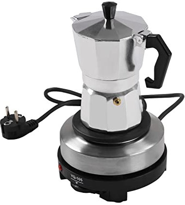 miihgnos Cafetière à expresso électrique, 500 W, 500 W, 5 niveaux, température réglable, avec plaque chauffante, avec chauffage/arrêt automatique (3 tasses)