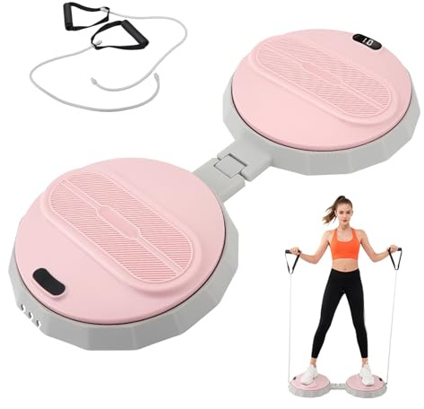 Twist Waist Disc Board Pieghevole per Vita con Contapassi e Maniglia, 400KG Portata, Tavola Equilibrio per Addominali Gambe Glutei Fianchi, Allenatore Equilibrio, Piattaforma Rotante per Casa Ufficio