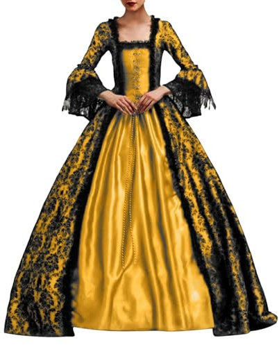 Robe de soirée Victorienne Médiévale pour Femme Robe Gothique Robes de Soirée Cocktail Elegante Lolita Party Swinging Robes de Soirées avec Jupon