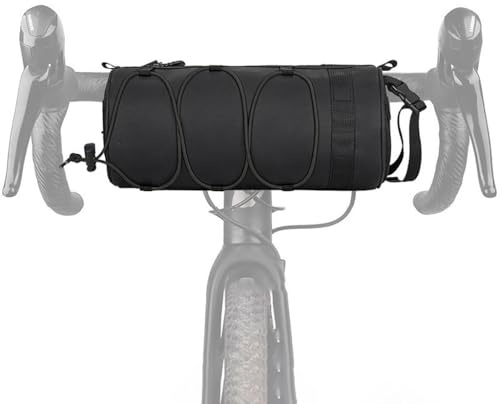 Bibykivn Bolsa de Manillar para Bicicleta Impermeable 2,5L - Bolsa Delantera de Poliéster, Gran Capacidad, Montaje Rápido, para MTB, Gravel, Carretera y E-Bike (Negro)