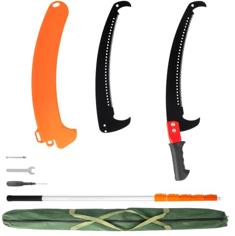 LEADZM Teleskop Astsäge 8 m | Hochleistungs-Baumsäge für hohe Äste | Leichte Astschere Teleskop mit scharfen Klingen, aber ohne Seilzugsystem | Längenverstellbar Ideal für Palmen, Gartenschnitt