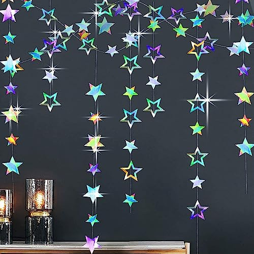 12 m Glitter Stelle Ghirlanda di Carta Ghirlanda di Carta Colorata Stelle Carta da Appendere Ghirlanda Carta Neon Adatto per Decorazioni di Nozze, Compleanni fai-da-te