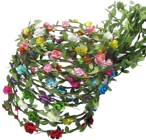 10 stycken Blomma hårband för kvinnor, tygblomkransar, justerbara hawaiianska kransar, flerfärgade festivalhårkransar, perfekt för bröllop, fest, foton, kostym och sommarfester