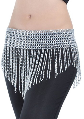 YuanDian Femme Triangle Tribal Ceinture De Danse Orientale Belly Dance Danse du Ventre Foulard Costume Professionnel Hip Danse Jupe Argenté
