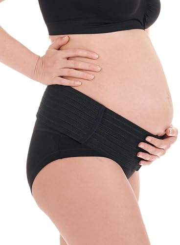 Herzmutter bukbälte - graviditetsstödbälte - magband - justerbart graviditetsbälte - magbälte graviditet - gymnastik-yoga-sport - 3200 (XXL/3XL, Svart)