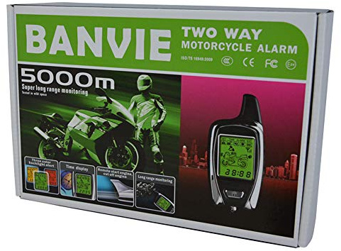 BANVIE 2 Way Motorcycle Security Alarm System with Remote Engine Start